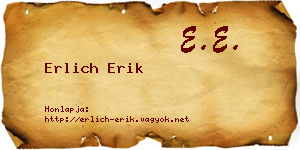 Erlich Erik névjegykártya
